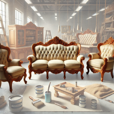 Boya cila bakım yapılmış lüks kanepe ve berjer takımı